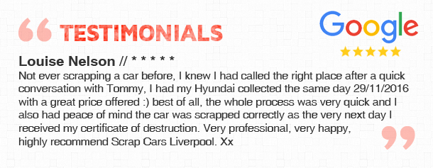 Scrap Cars Wirral Testimonial Quote